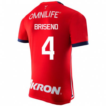 Kandiny Homme Maillot Antonio Briseño #4 Rouge Tenues Domicile 2023/24 T-Shirt