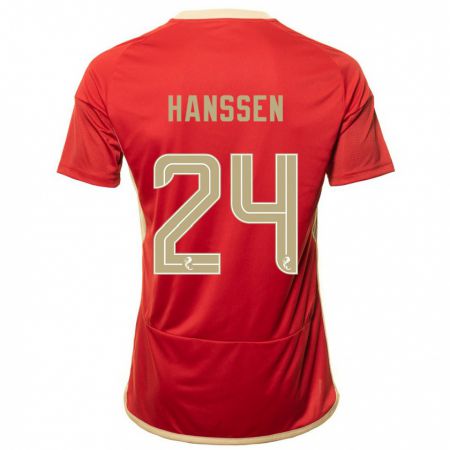 Kandiny Homme Maillot Nadine Hanssen #24 Rouge Tenues Domicile 2023/24 T-Shirt