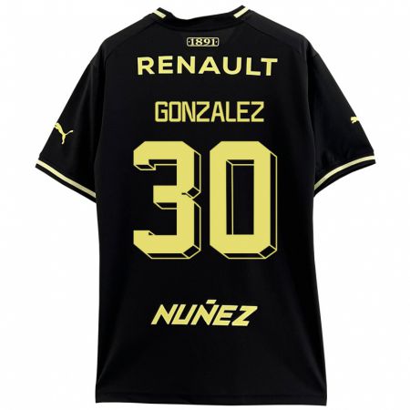 Kandiny Homme Maillot Ángel González #30 Noir Tenues Extérieur 2023/24 T-Shirt