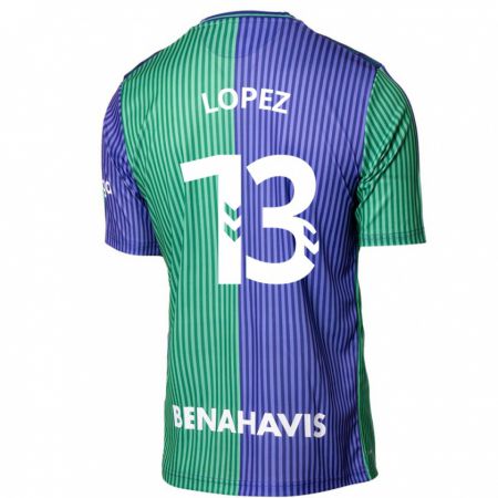 Kandiny Homme Maillot Carlos López #13 Vert Bleu Tenues Extérieur 2023/24 T-Shirt