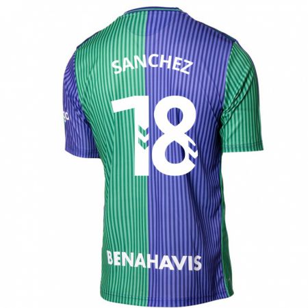 Kandiny Homme Maillot Dani Sánchez #18 Vert Bleu Tenues Extérieur 2023/24 T-Shirt