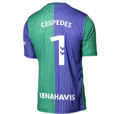 Kandiny Homme Maillot Andrés Céspedes #1 Vert Bleu Tenues Extérieur 2023/24 T-Shirt
