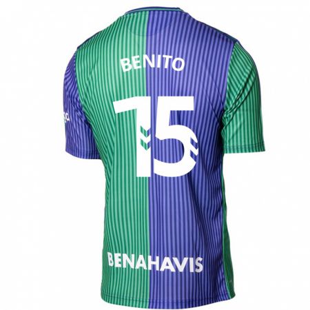 Kandiny Homme Maillot Iván Benito #15 Vert Bleu Tenues Extérieur 2023/24 T-Shirt