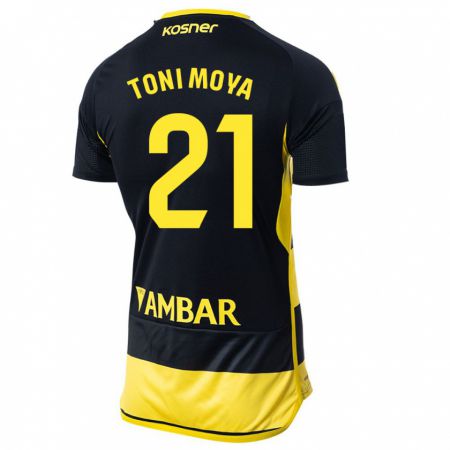 Kandiny Homme Maillot Toni Moya #21 Noir Jaune Tenues Extérieur 2023/24 T-Shirt