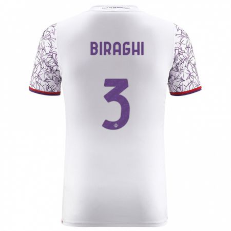 Kandiny Homme Maillot Cristiano Biraghi #3 Blanc Tenues Extérieur 2023/24 T-Shirt