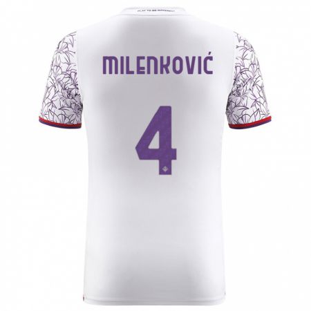 Kandiny Homme Maillot Nikola Milenković #4 Blanc Tenues Extérieur 2023/24 T-Shirt