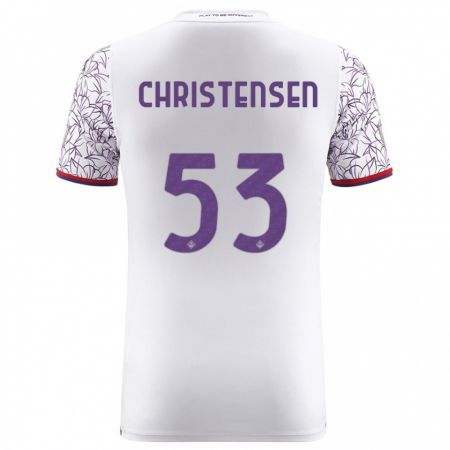 Kandiny Homme Maillot Oliver Christensen #53 Blanc Tenues Extérieur 2023/24 T-Shirt