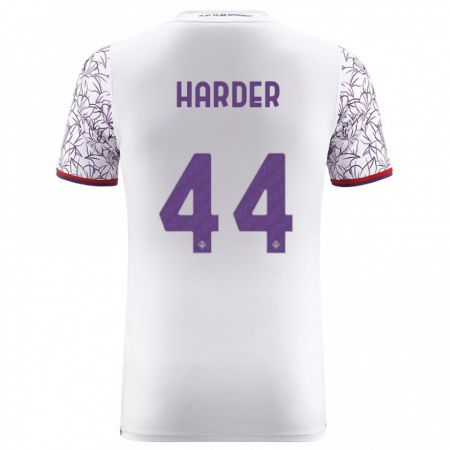 Kandiny Homme Maillot Jonas Harder #44 Blanc Tenues Extérieur 2023/24 T-Shirt