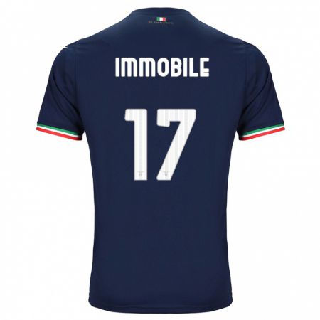 Kandiny Homme Maillot Ciro Immobile #17 Marin Tenues Extérieur 2023/24 T-Shirt