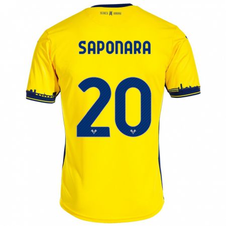 Kandiny Homme Maillot Riccardo Saponara #20 Jaune Tenues Extérieur 2023/24 T-Shirt