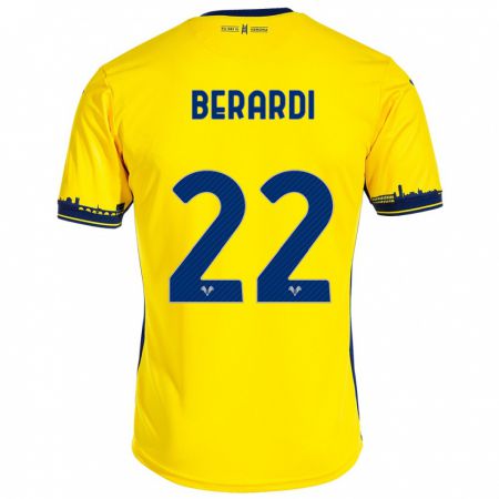 Kandiny Homme Maillot Alessandro Berardi #22 Jaune Tenues Extérieur 2023/24 T-Shirt