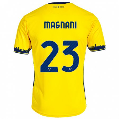 Kandiny Homme Maillot Giangiacomo Magnani #23 Jaune Tenues Extérieur 2023/24 T-Shirt