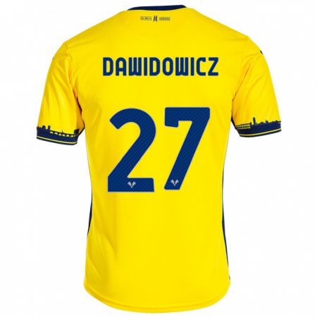 Kandiny Homme Maillot Pawel Dawidowicz #27 Jaune Tenues Extérieur 2023/24 T-Shirt