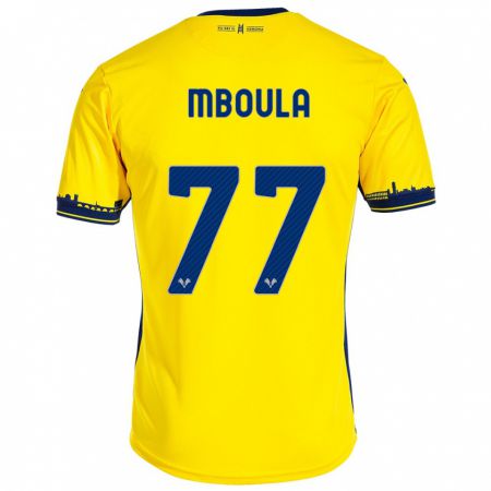 Kandiny Homme Maillot Jordi Mboula #77 Jaune Tenues Extérieur 2023/24 T-Shirt