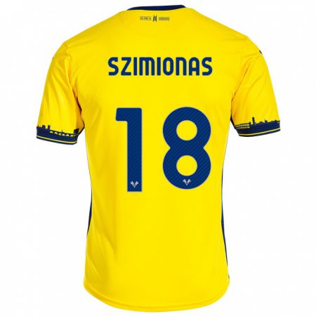 Kandiny Homme Maillot Luca Szimionas #18 Jaune Tenues Extérieur 2023/24 T-Shirt