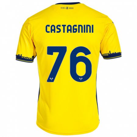 Kandiny Homme Maillot Mirko Castagnini #76 Jaune Tenues Extérieur 2023/24 T-Shirt