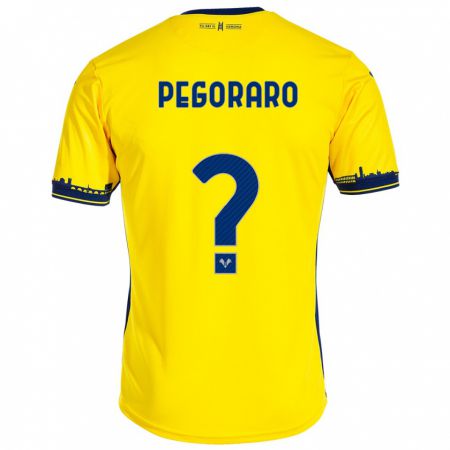 Kandiny Homme Maillot Leonardo Pegoraro #0 Jaune Tenues Extérieur 2023/24 T-Shirt