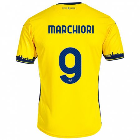 Kandiny Homme Maillot Giorgia Marchiori #9 Jaune Tenues Extérieur 2023/24 T-Shirt