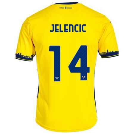 Kandiny Homme Maillot Ana Jelencic #14 Jaune Tenues Extérieur 2023/24 T-Shirt