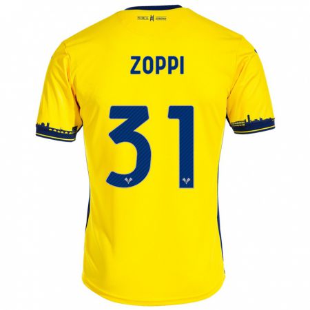 Kandiny Homme Maillot Sofia Zoppi #31 Jaune Tenues Extérieur 2023/24 T-Shirt