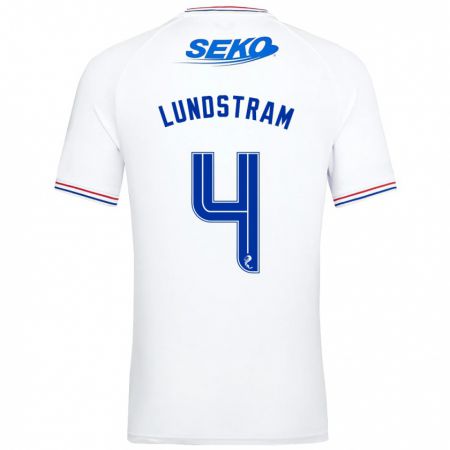 Kandiny Homme Maillot John Lundstram #4 Blanc Tenues Extérieur 2023/24 T-Shirt