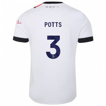 Kandiny Homme Maillot Dan Potts #3 Blanc Tenues Extérieur 2023/24 T-Shirt