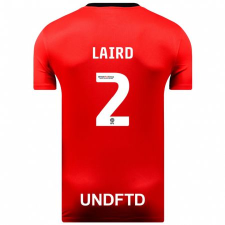 Kandiny Homme Maillot Ethan Laird #2 Rouge Tenues Extérieur 2023/24 T-Shirt