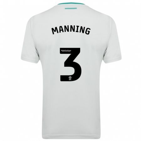 Kandiny Homme Maillot Ryan Manning #3 Blanc Tenues Extérieur 2023/24 T-Shirt