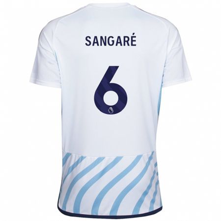 Kandiny Homme Maillot Ibrahim Sangaré #6 Blanc Bleu Tenues Extérieur 2023/24 T-Shirt