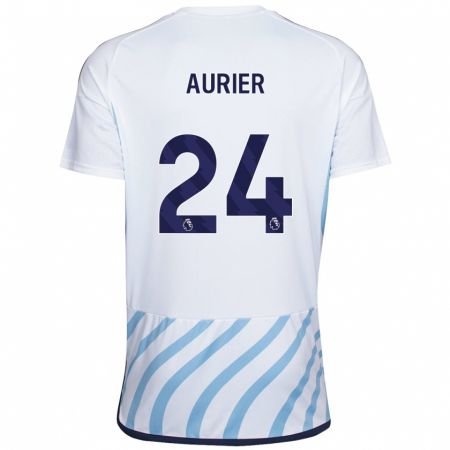 Kandiny Homme Maillot Serge Aurier #24 Blanc Bleu Tenues Extérieur 2023/24 T-Shirt