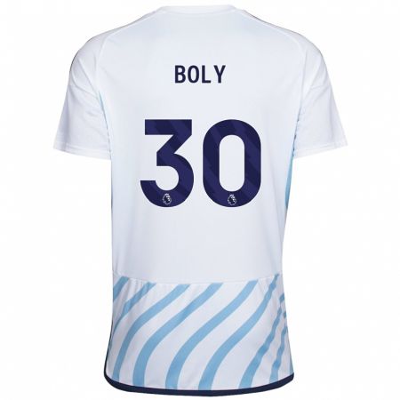 Kandiny Homme Maillot Willy Boly #30 Blanc Bleu Tenues Extérieur 2023/24 T-Shirt