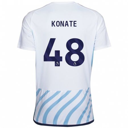 Kandiny Homme Maillot Ateef Konaté #48 Blanc Bleu Tenues Extérieur 2023/24 T-Shirt