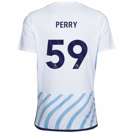 Kandiny Homme Maillot Ben Perry #59 Blanc Bleu Tenues Extérieur 2023/24 T-Shirt