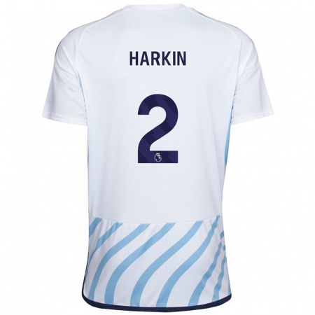 Kandiny Homme Maillot Lyndsey Harkin #2 Blanc Bleu Tenues Extérieur 2023/24 T-Shirt