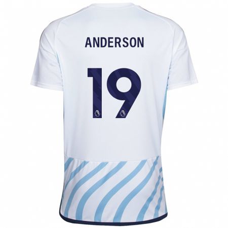 Kandiny Homme Maillot Becky Anderson #19 Blanc Bleu Tenues Extérieur 2023/24 T-Shirt
