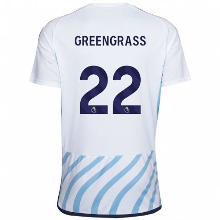 Kandiny Homme Maillot Charlotte Greengrass #22 Blanc Bleu Tenues Extérieur 2023/24 T-Shirt