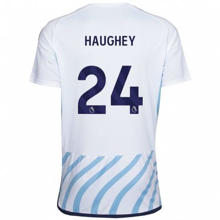 Kandiny Homme Maillot Ella Haughey #24 Blanc Bleu Tenues Extérieur 2023/24 T-Shirt