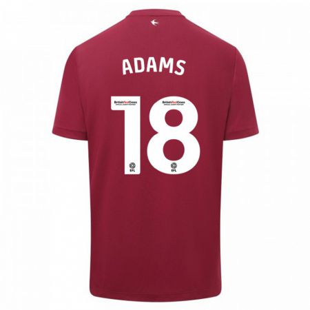 Kandiny Homme Maillot Ebou Adams #18 Rouge Tenues Extérieur 2023/24 T-Shirt