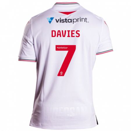 Kandiny Homme Maillot Jordan Davies #7 Blanc Tenues Extérieur 2023/24 T-Shirt
