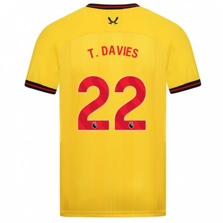 Kandiny Homme Maillot Tom Davies #22 Jaune Tenues Extérieur 2023/24 T-Shirt