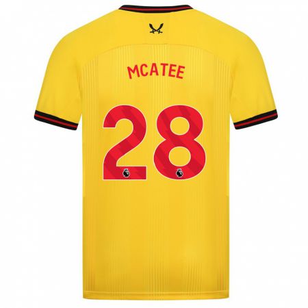 Kandiny Homme Maillot James Mcatee #28 Jaune Tenues Extérieur 2023/24 T-Shirt