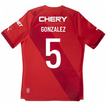 Kandiny Homme Maillot Daniel González #5 Rouge Tenues Extérieur 2023/24 T-Shirt