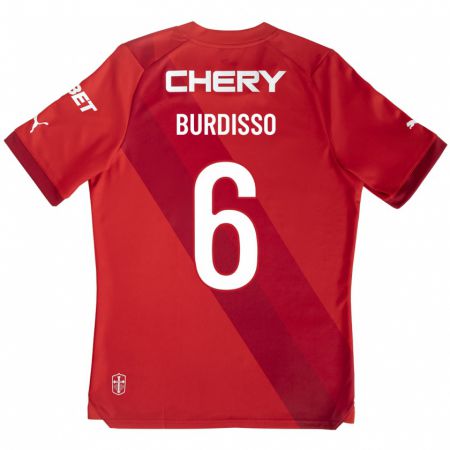 Kandiny Homme Maillot Guillermo Burdisso #6 Rouge Tenues Extérieur 2023/24 T-Shirt