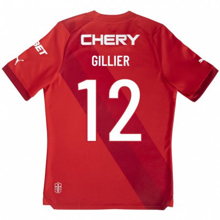Kandiny Homme Maillot Thomas Gillier #12 Rouge Tenues Extérieur 2023/24 T-Shirt