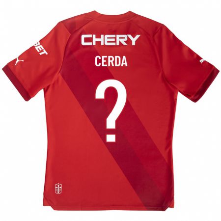 Kandiny Homme Maillot Axel Cerda #0 Rouge Tenues Extérieur 2023/24 T-Shirt