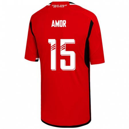 Kandiny Homme Maillot Emiliano Amor #15 Rouge Tenues Extérieur 2023/24 T-Shirt