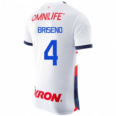 Kandiny Homme Maillot Antonio Briseño #4 Blanc Tenues Extérieur 2023/24 T-Shirt