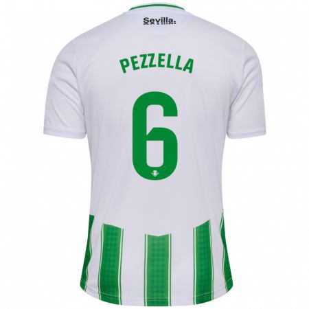 Kandiny Femme Maillot Germán Pezzella #6 Blanc Tenues Domicile 2023/24 T-Shirt
