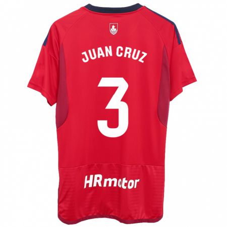 Kandiny Femme Maillot Juan Cruz #3 Rouge Tenues Domicile 2023/24 T-Shirt