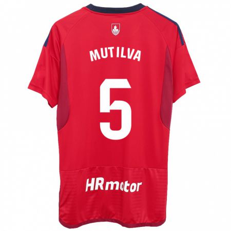 Kandiny Femme Maillot Christian Mutilva #5 Rouge Tenues Domicile 2023/24 T-Shirt